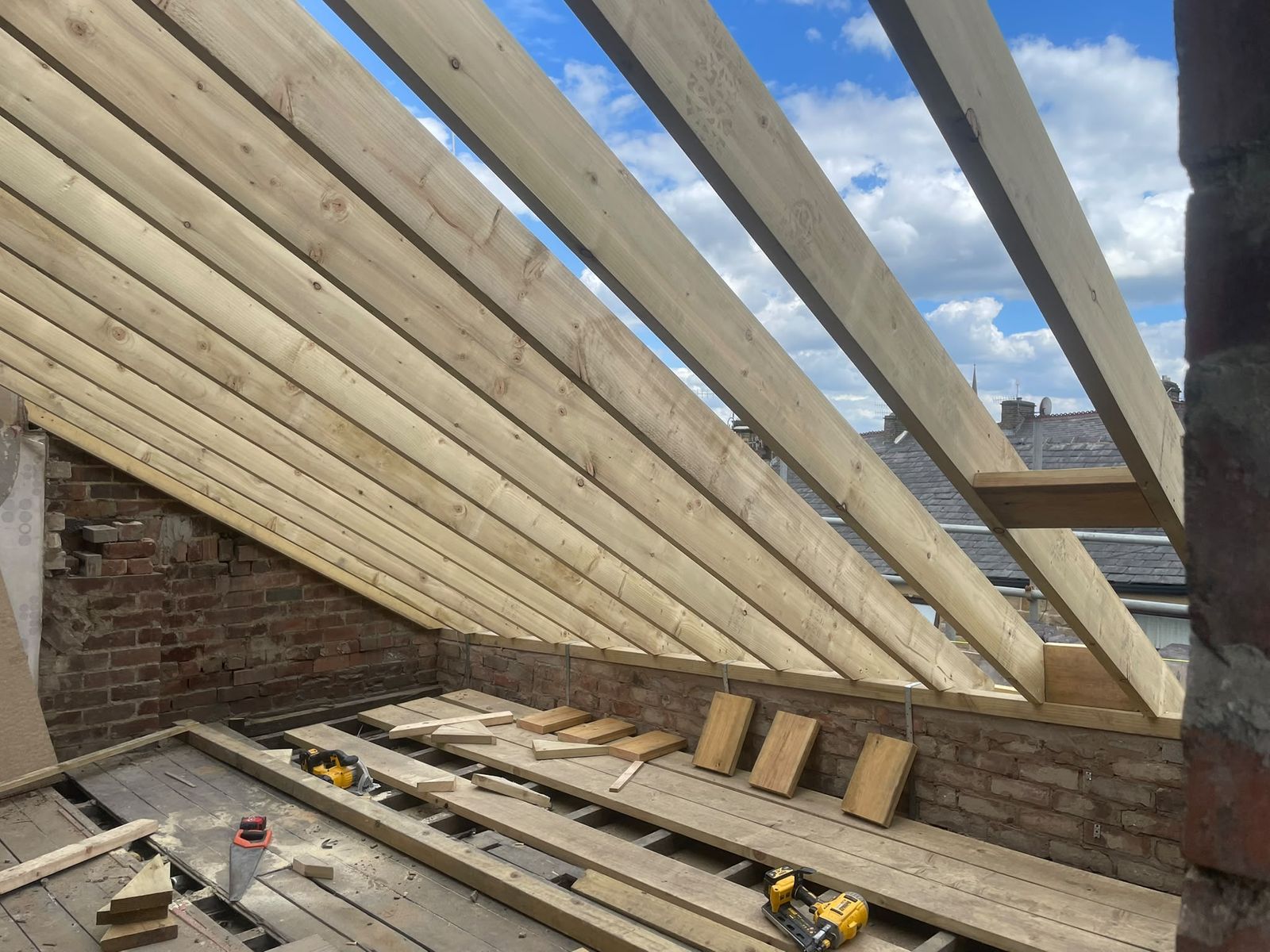 New roof rafters on a loft conversion