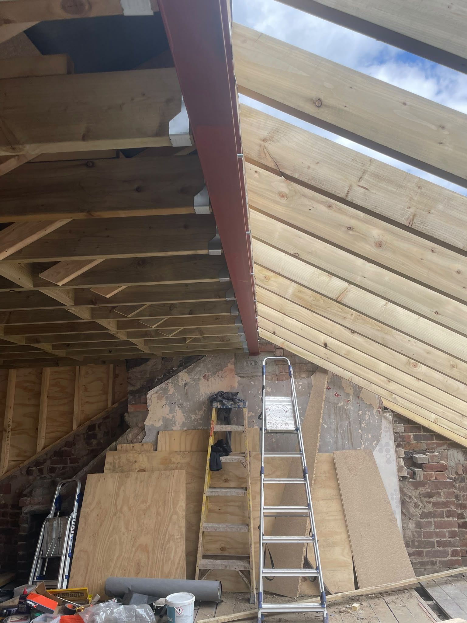 Loft conversion structural steel and new rafters